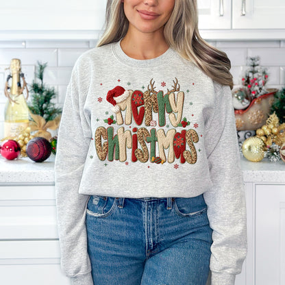 Faux Yarn Festive Merry Christmas Sweatshirt