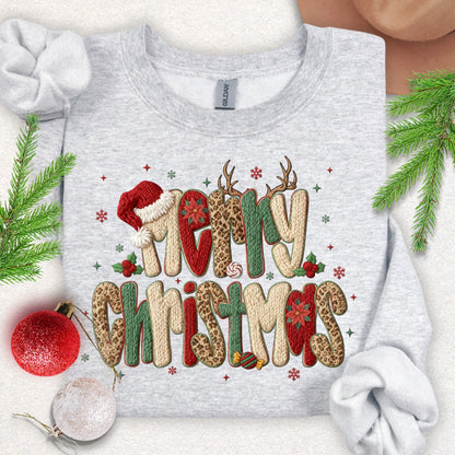 Faux Yarn Festive Merry Christmas Sweatshirt