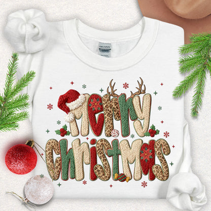 Faux Yarn Festive Merry Christmas Sweatshirt
