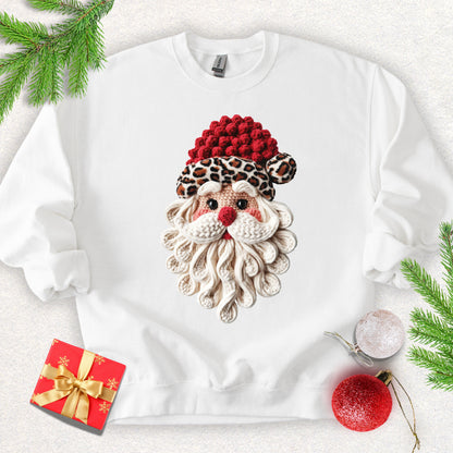 Faux Yarn Cozy Red Knit Hat Christmas Sweatshirt