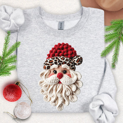 Faux Yarn Cozy Red Knit Hat Christmas Sweatshirt