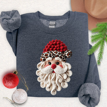 Faux Yarn Cozy Red Knit Hat Christmas Sweatshirt