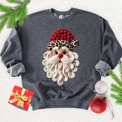 Faux Yarn Cozy Red Knit Hat Christmas Sweatshirt