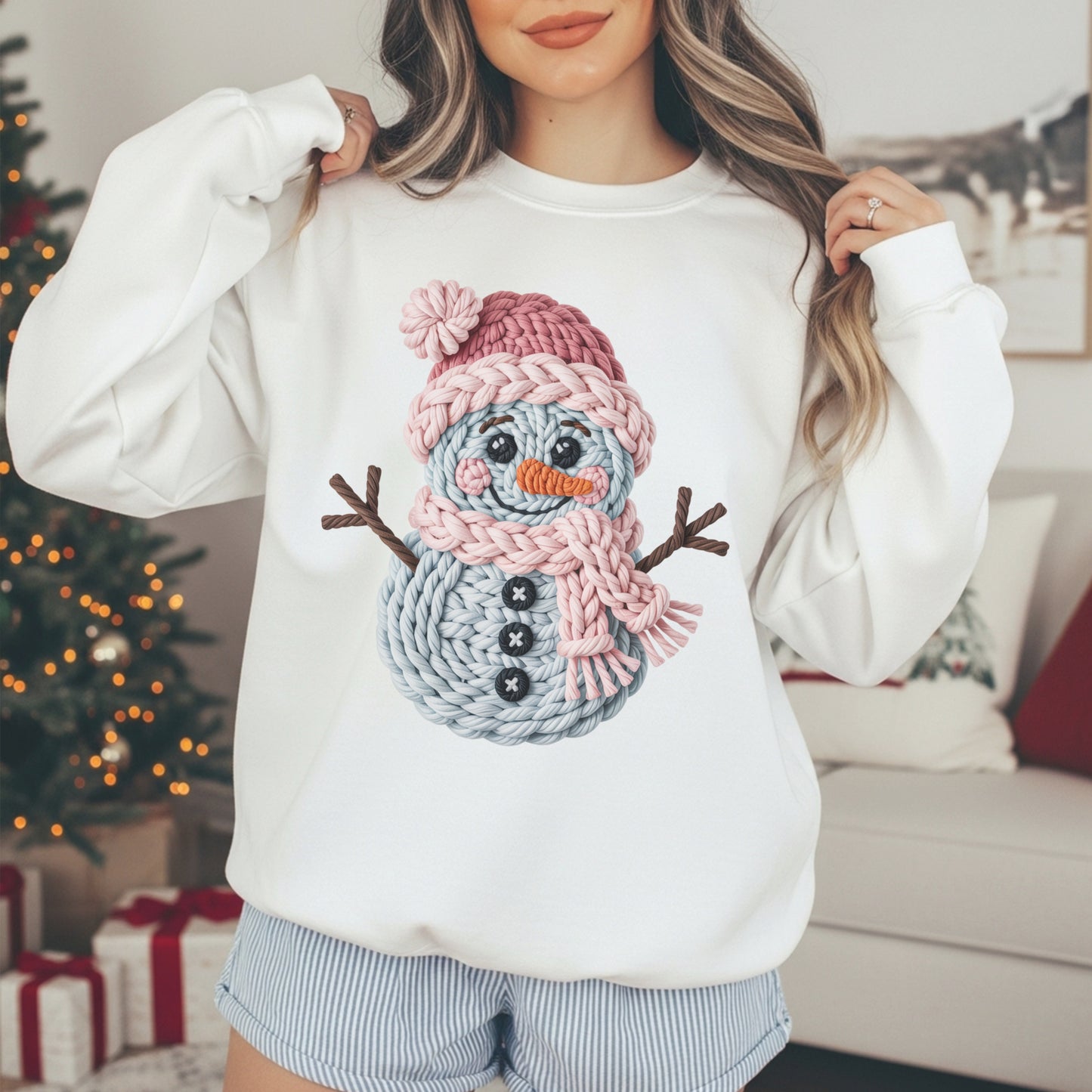 Faux Knit Snowman Sweatshirt