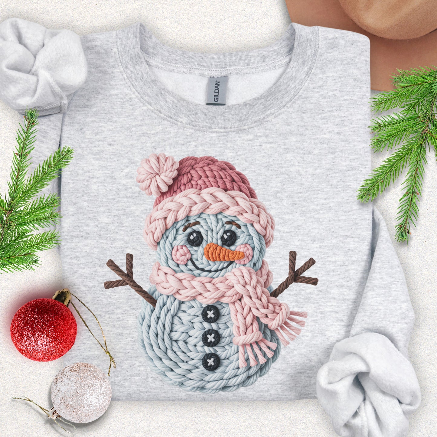 Faux Knit Snowman Sweatshirt