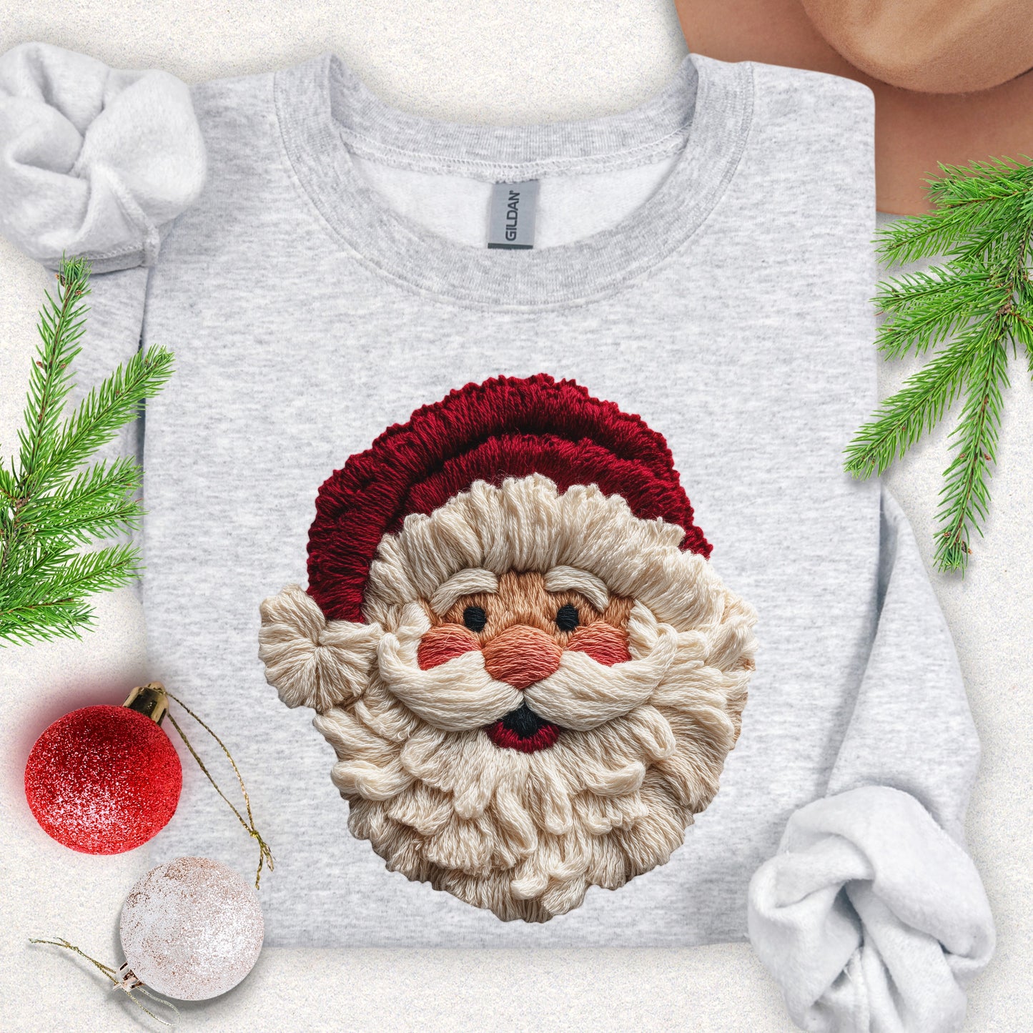 Faux Yarn Jolly Santa Sweatshirt