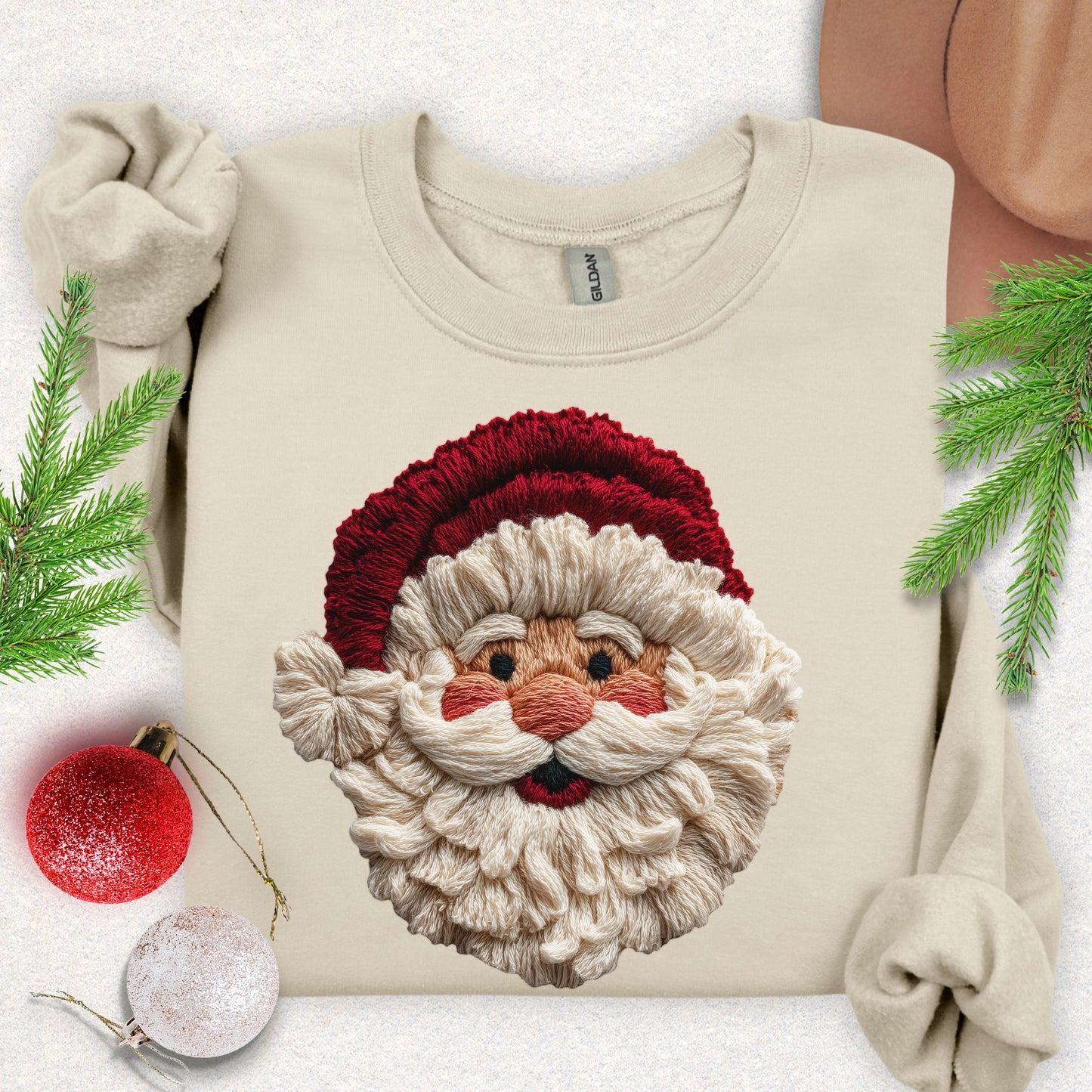 Faux Yarn Jolly Santa Sweatshirt
