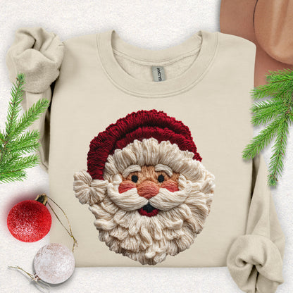 Faux Yarn Jolly Santa Sweatshirt