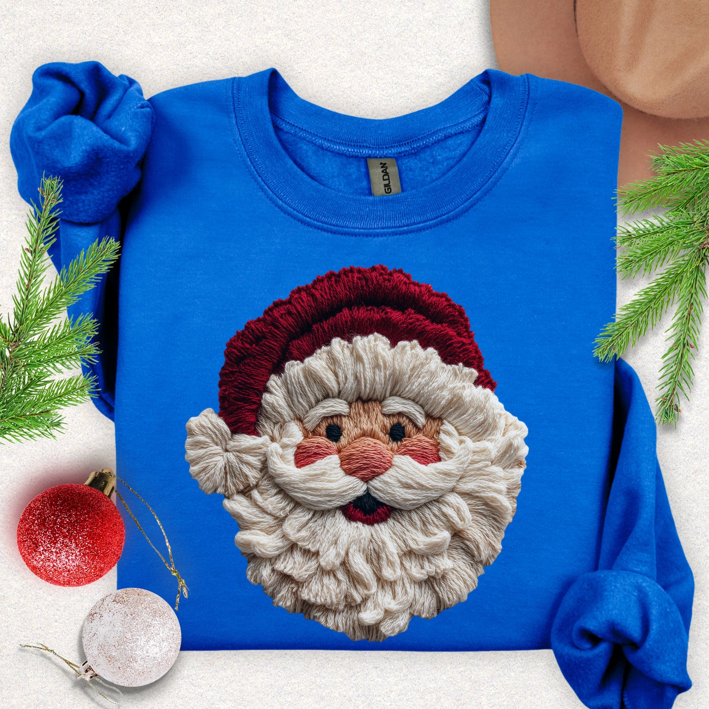 Faux Yarn Jolly Santa Sweatshirt