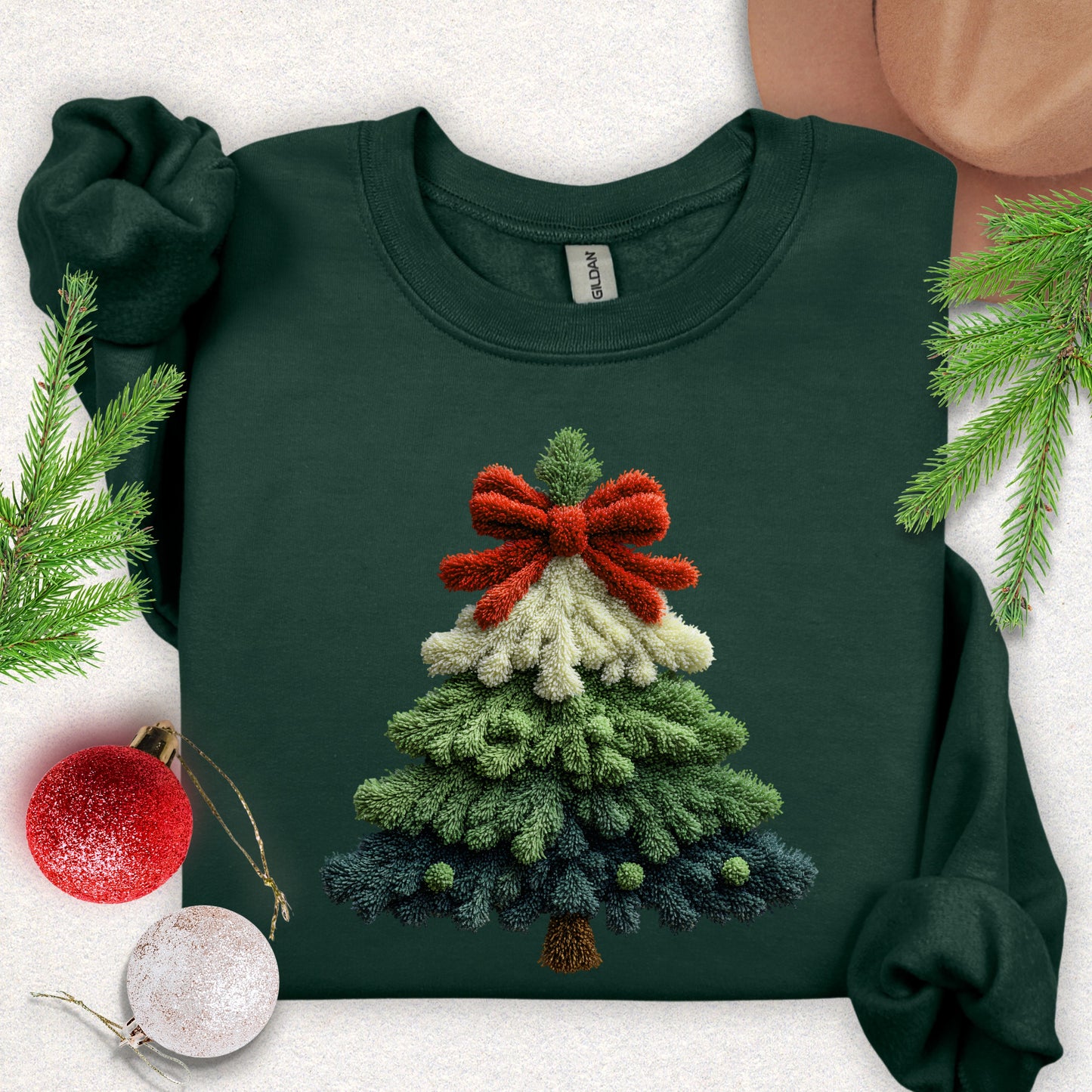 Faux Yarn Christmas Tree Sweatshirt