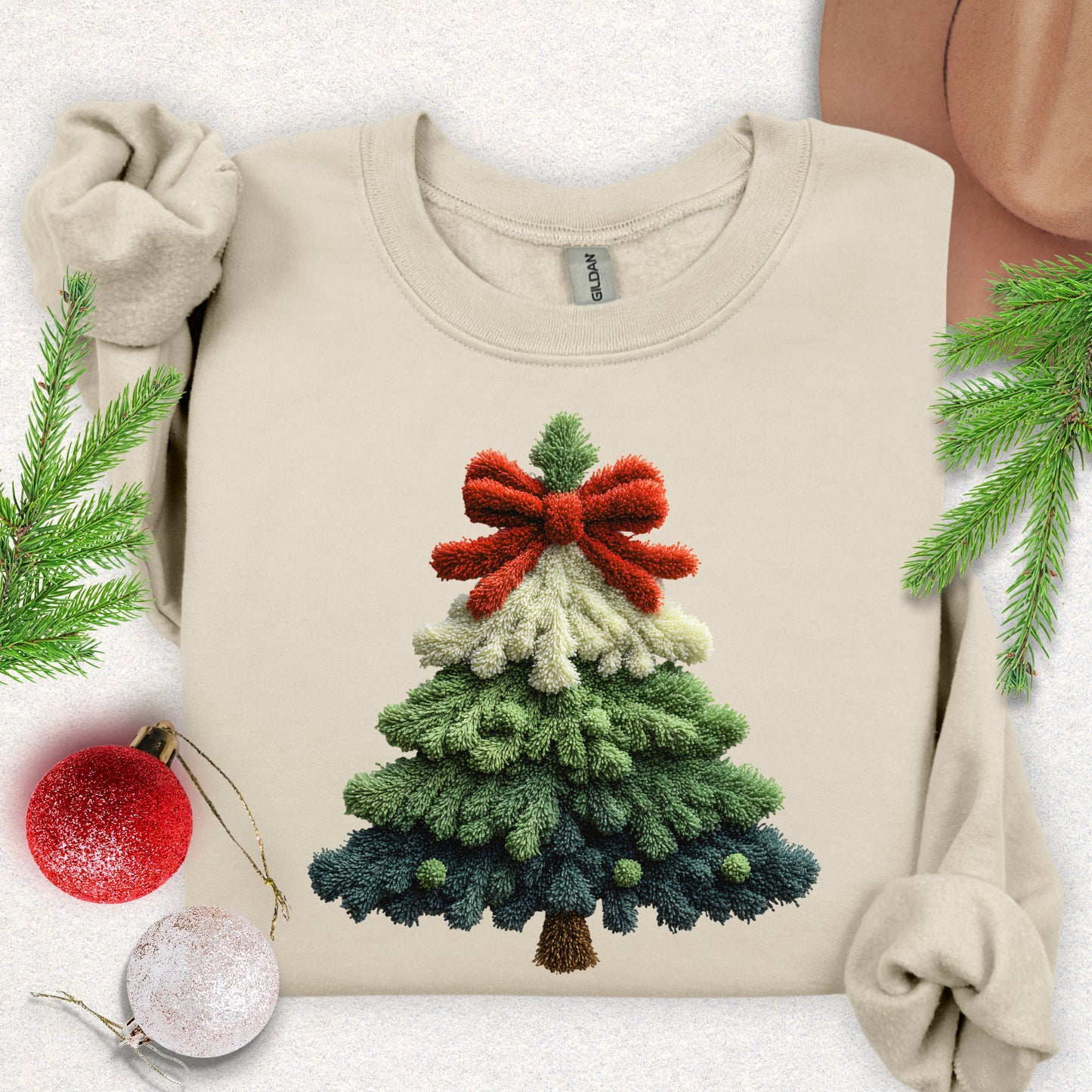 Faux Yarn Christmas Tree Sweatshirt