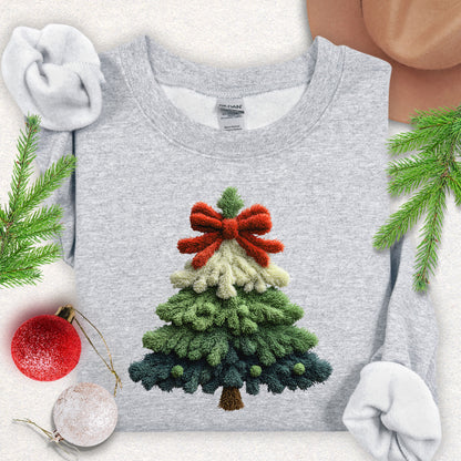 Faux Yarn Christmas Tree Sweatshirt