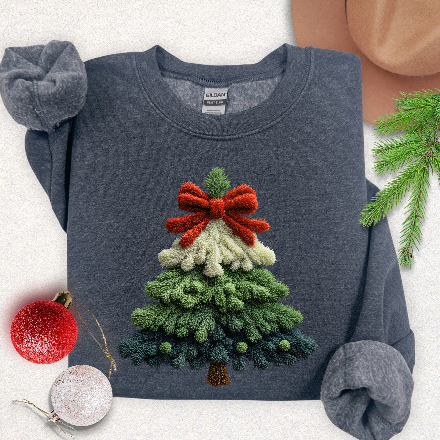 Faux Yarn Christmas Tree Sweatshirt