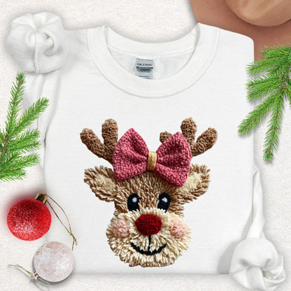 Faux Yarn Cute Christmas Reindeer