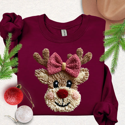 Faux Yarn Cute Christmas Reindeer