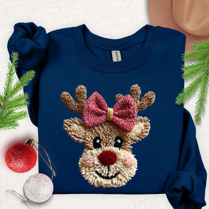 Faux Yarn Cute Christmas Reindeer