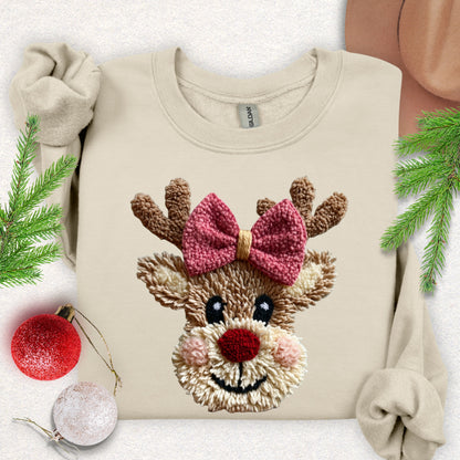 Faux Yarn Cute Christmas Reindeer