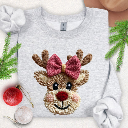 Faux Yarn Cute Christmas Reindeer