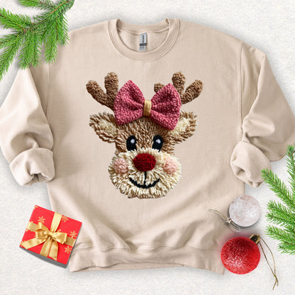 Faux Yarn Cute Christmas Reindeer