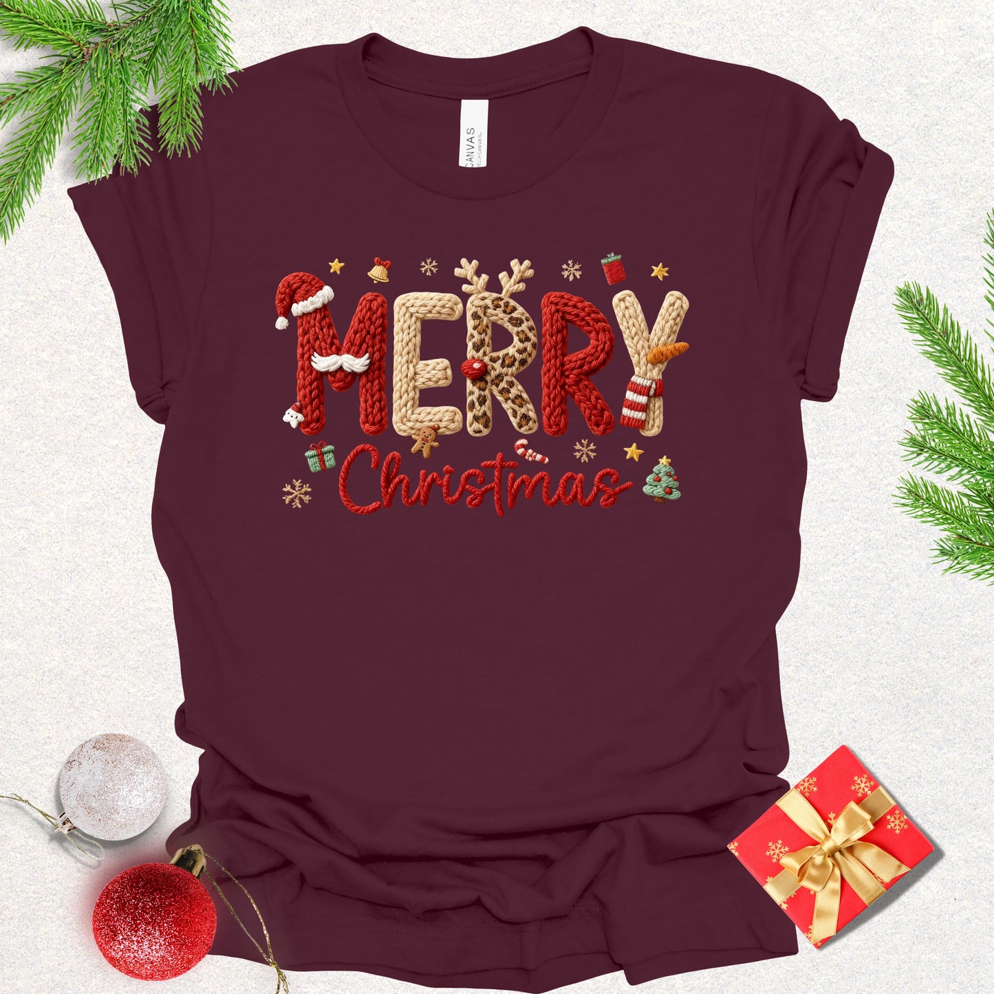 Faux Yarn Merry Christmas Tee
