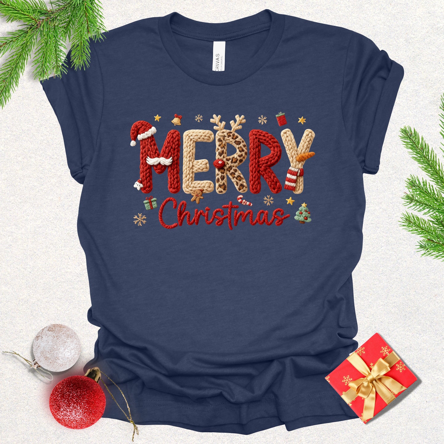 Faux Yarn Merry Christmas Tee