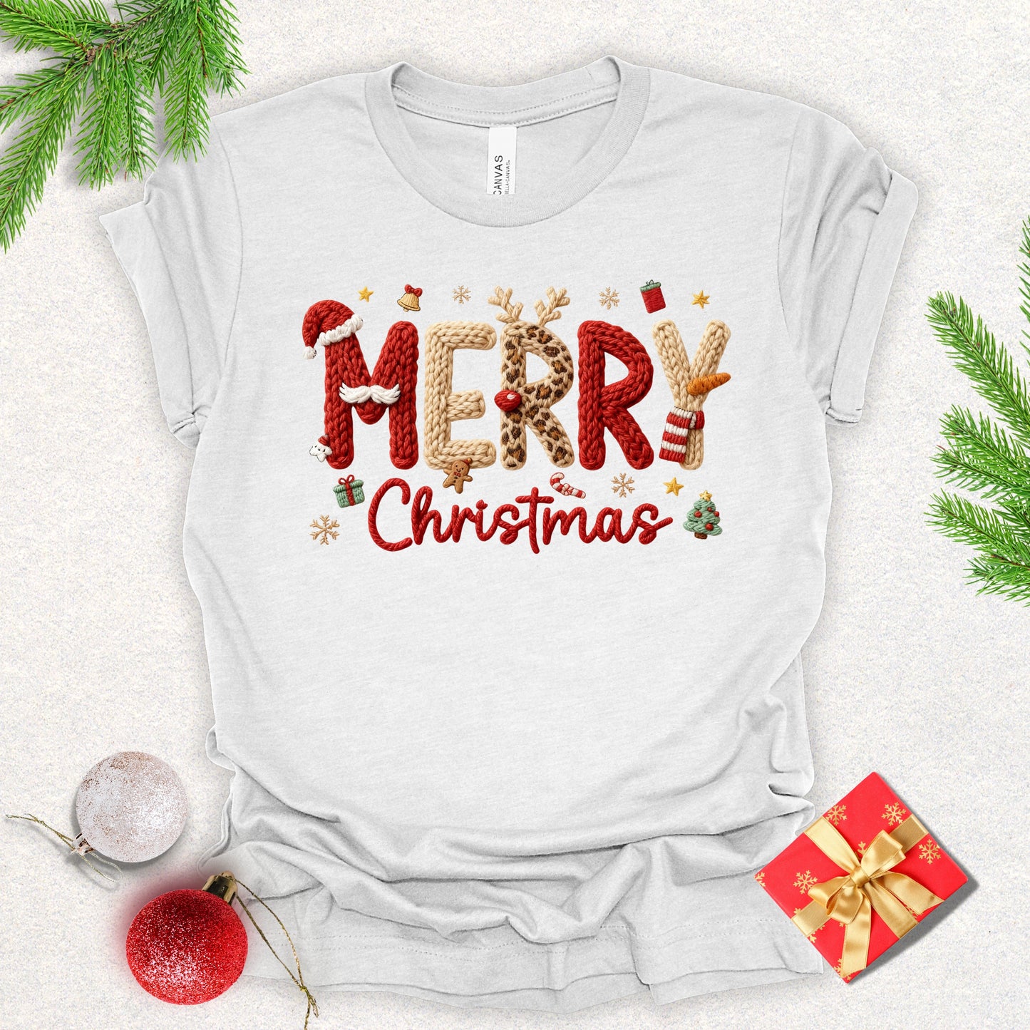 Faux Yarn Merry Christmas Tee