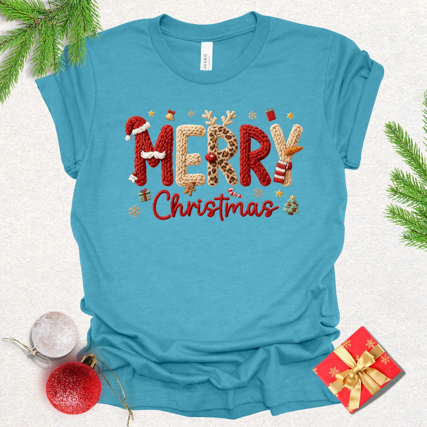 Faux Yarn Merry Christmas Tee