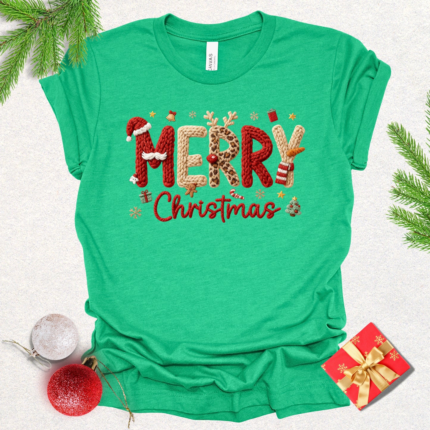 Faux Yarn Merry Christmas Tee