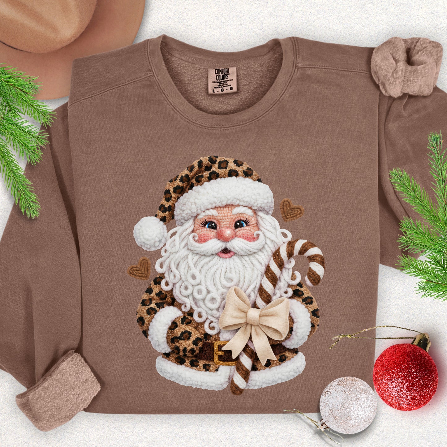 Faux Yarn Fancy Santa Lightweight Sweatshirt