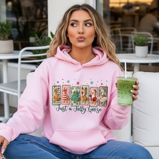 Faux Yarn Jolly Goose Hooded Sweatshirt