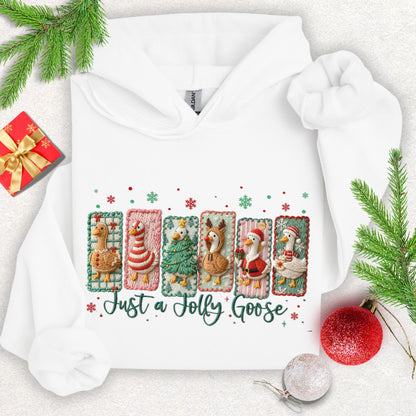 Faux Yarn Jolly Goose Hooded Sweatshirt