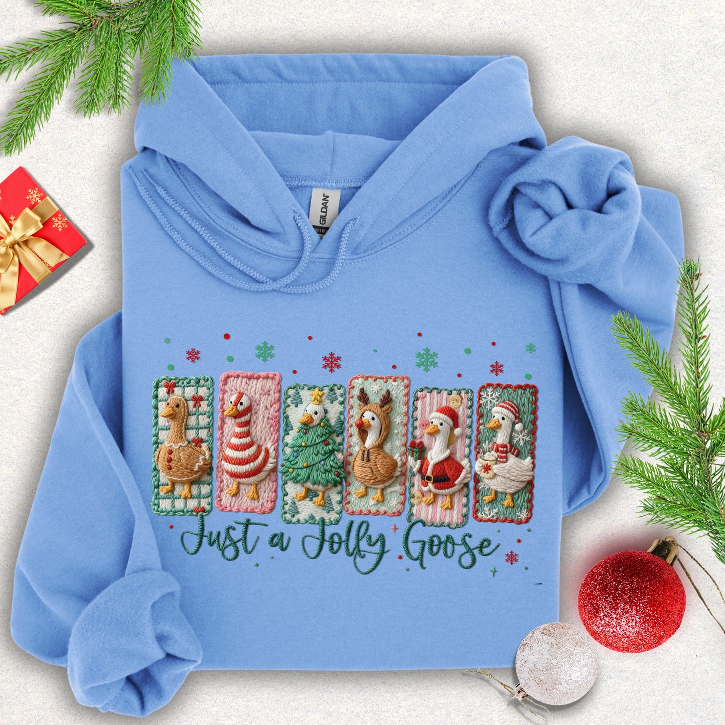 Faux Yarn Jolly Goose Hooded Sweatshirt