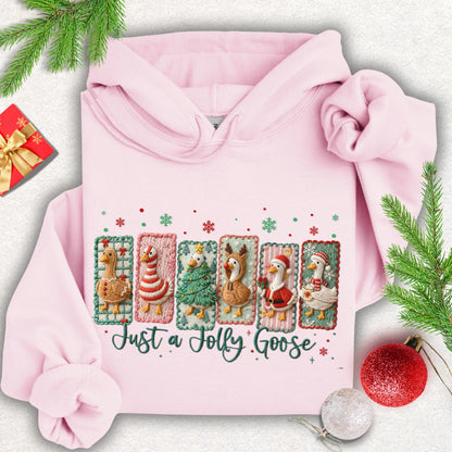 Faux Yarn Jolly Goose Hooded Sweatshirt