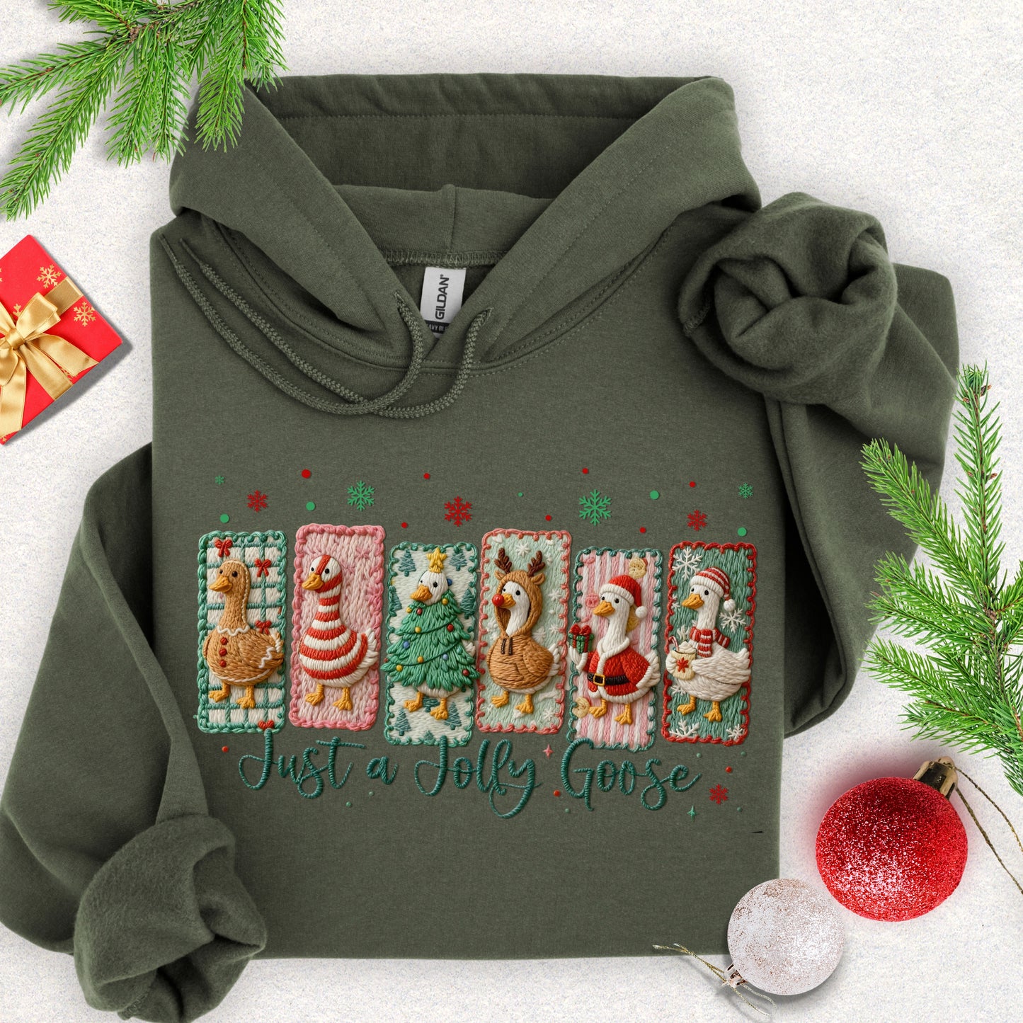 Faux Yarn Jolly Goose Hooded Sweatshirt