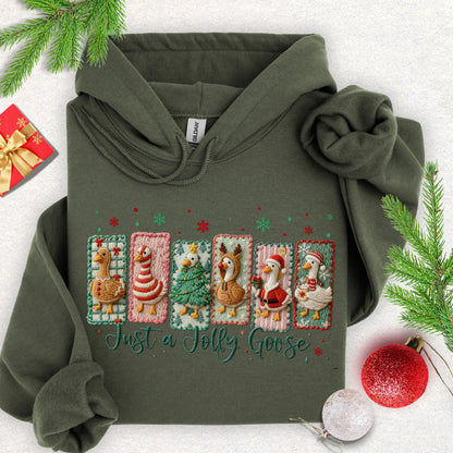 Faux Yarn Jolly Goose Hooded Sweatshirt