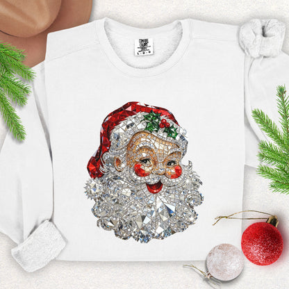 Faux Jewel Mosaic Santa Lightweight Sweatshirt