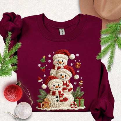 Faux Knit Snowman Stack Sweatshirt