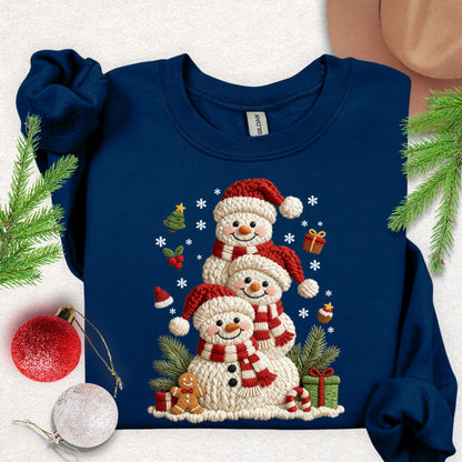 Faux Knit Snowman Stack Sweatshirt