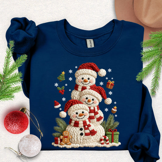 Faux Knit Snowman Stack Sweatshirt