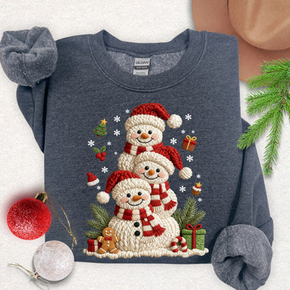 Faux Knit Snowman Stack Sweatshirt