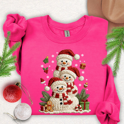 Faux Knit Snowman Stack Sweatshirt