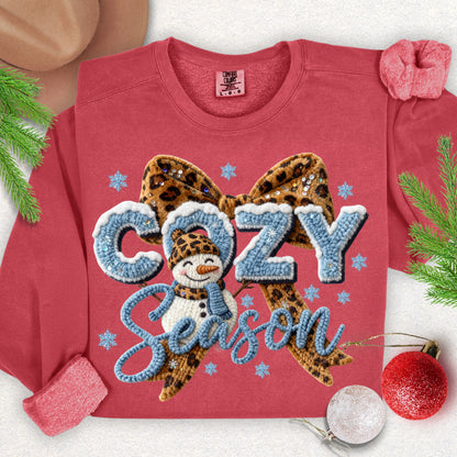 Faux Knit Cozy Season Bow Lightweight Sweatshirt