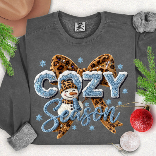 Faux Knit Cozy Season Bow Lightweight Sweatshirt