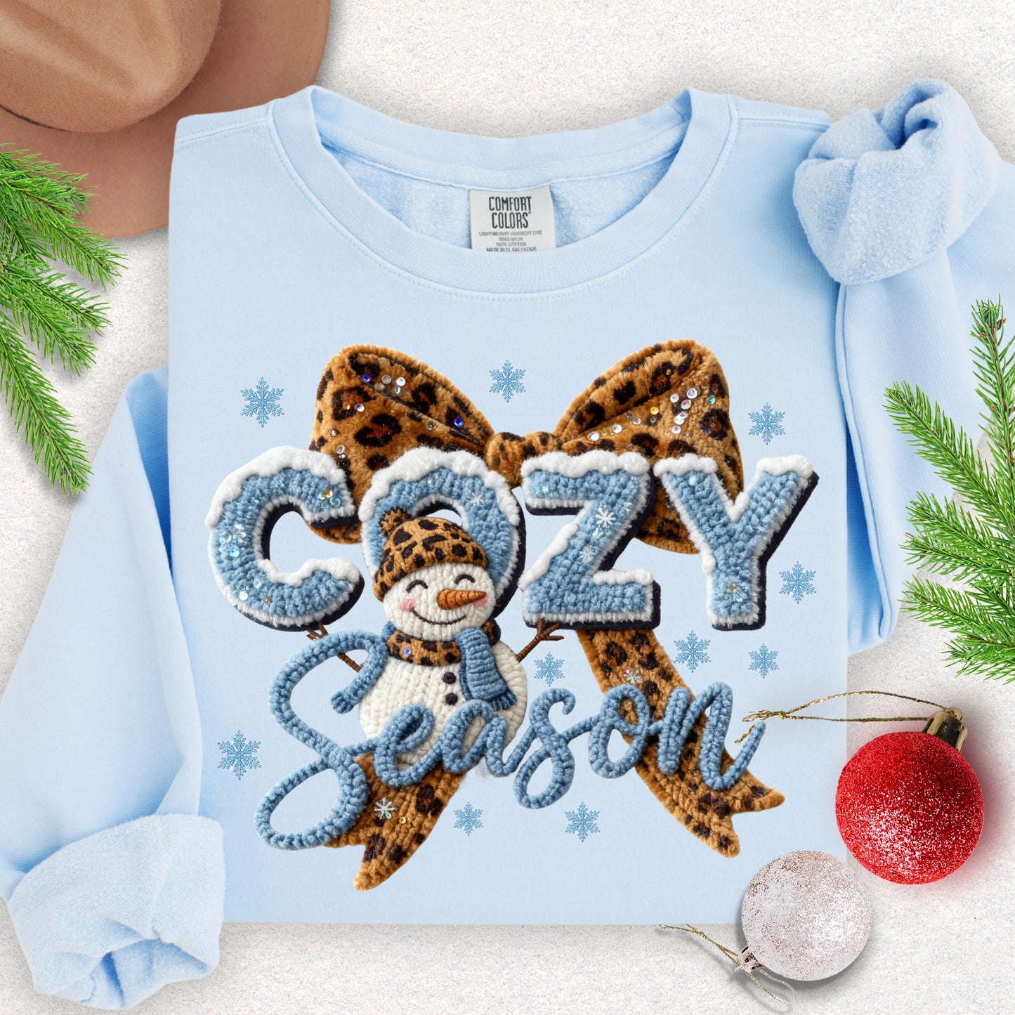 Faux Knit Cozy Season Bow Lightweight Sweatshirt