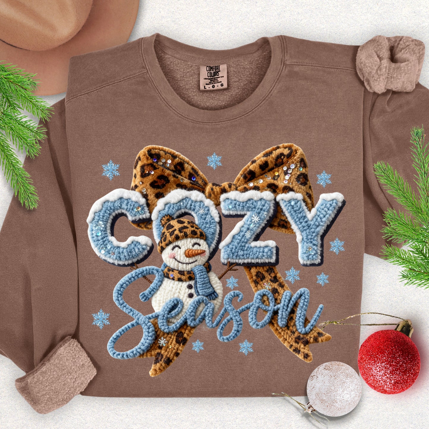 Faux Knit Cozy Season Bow Lightweight Sweatshirt