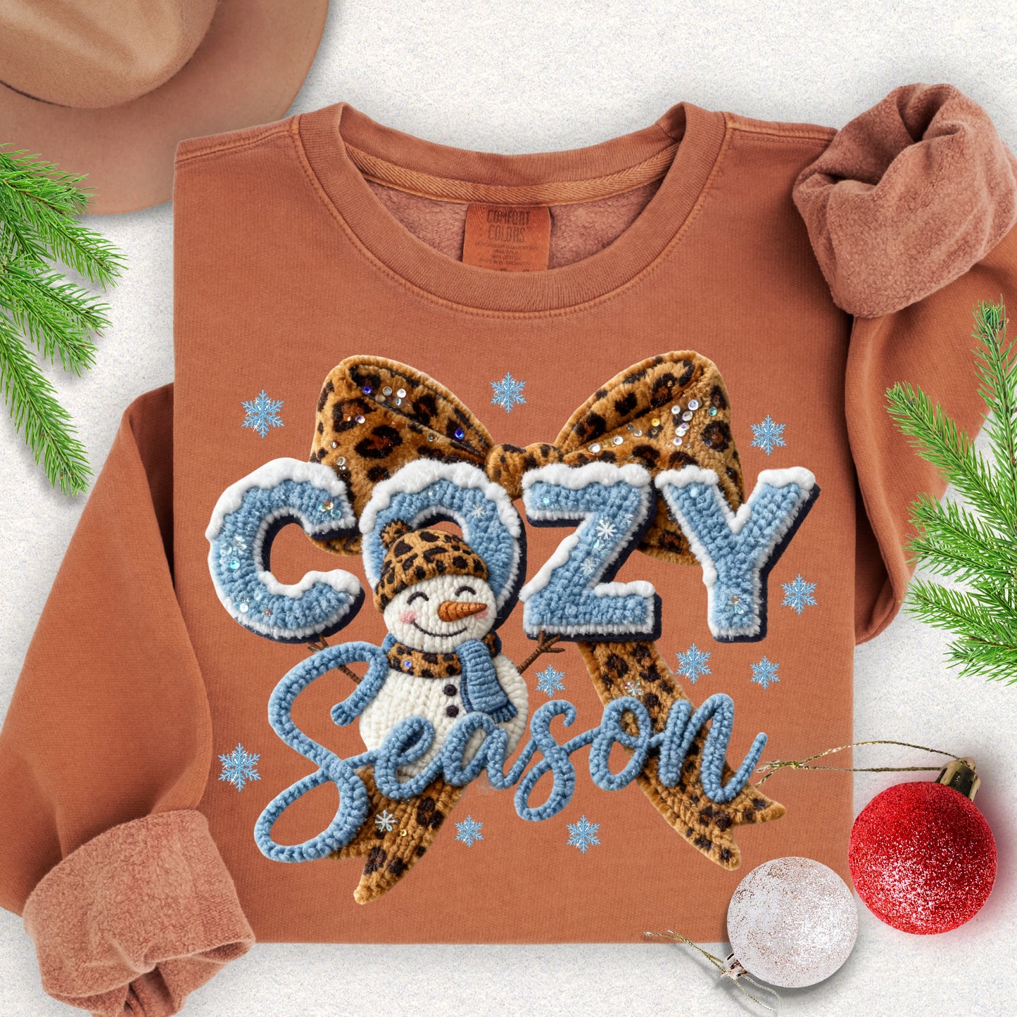 Faux Knit Cozy Season Bow Lightweight Sweatshirt
