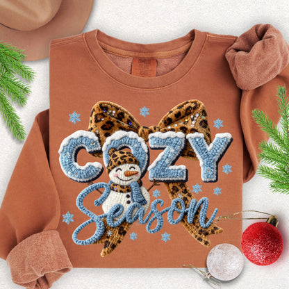Faux Knit Cozy Season Bow Lightweight Sweatshirt