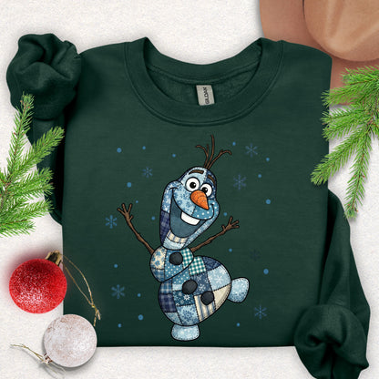 Faux Patchwork Olaf-Style Snowman Sweatshirt