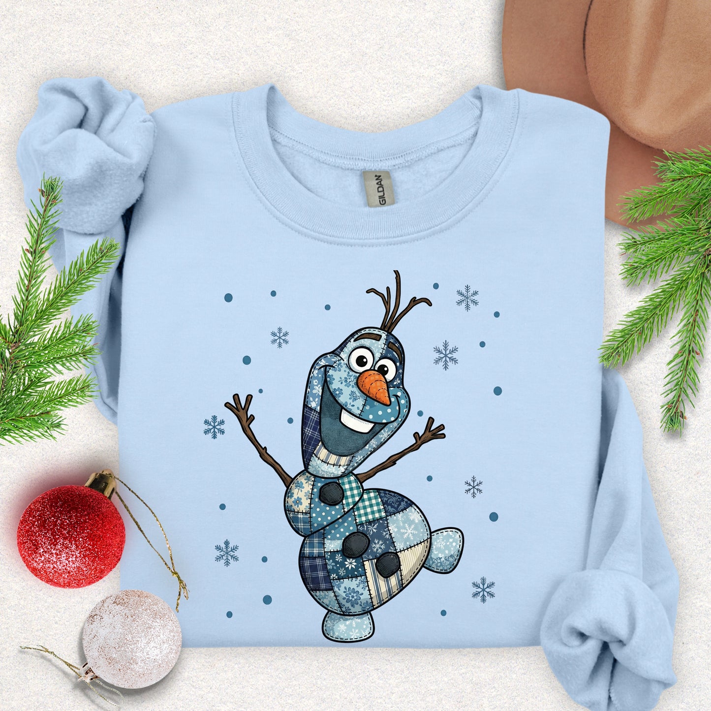Faux Patchwork Olaf-Style Snowman Sweatshirt