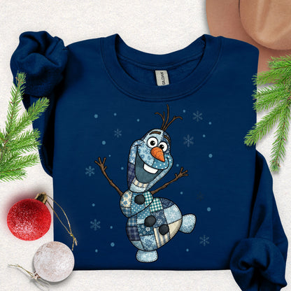 Faux Patchwork Olaf-Style Snowman Sweatshirt